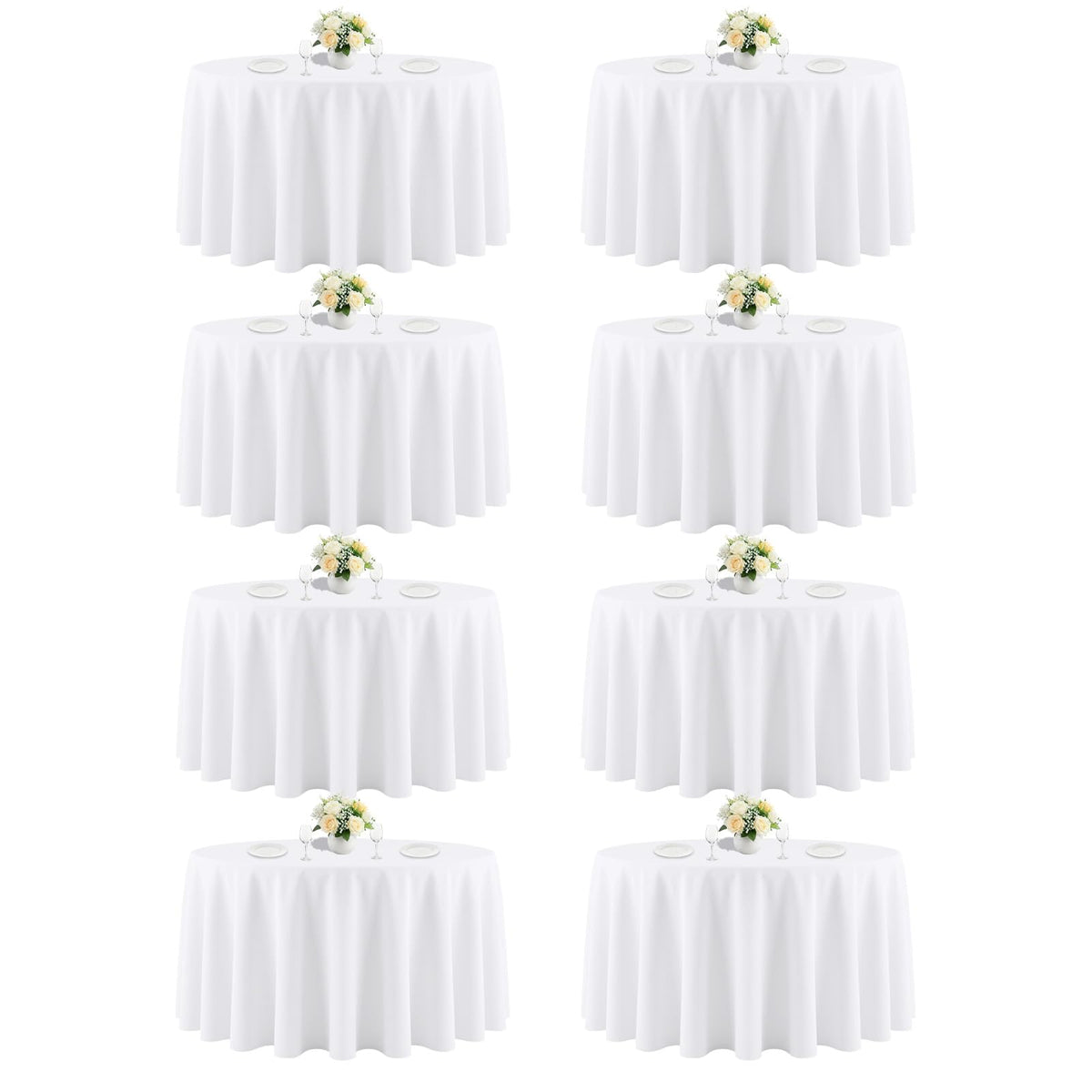 White Rectangle Table Cloth 60 x 102 Inch, 8 Pack