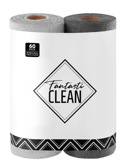 Fantasticlean Microfiber Cleaning Cloth Roll- 40 Sheets, 12" x 12" (White)