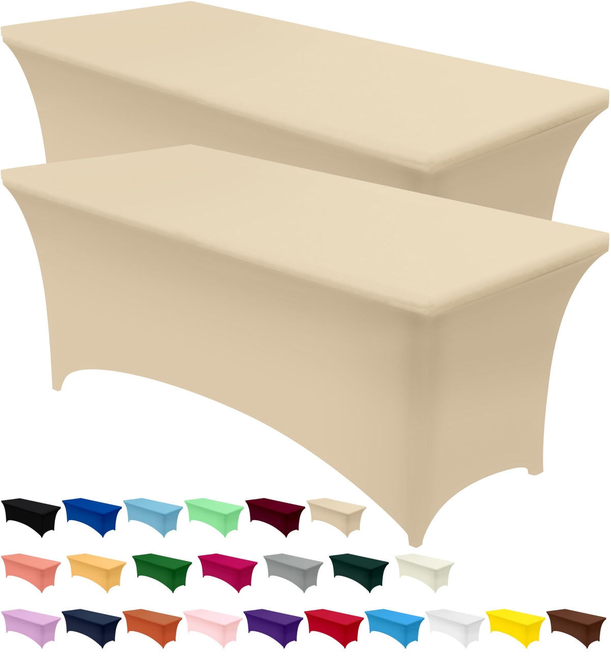 Utopia Kitchen Spandex Table Cloth 2 Pack [4FT, 48Lx30Wx30H Inch, Black]