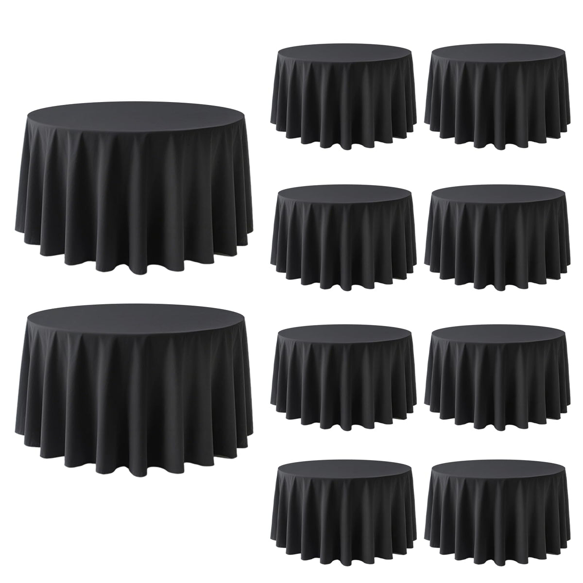 10 Pack Black Tablecloths 60 x 102 Inch for 6 Foot Rectangle Tables