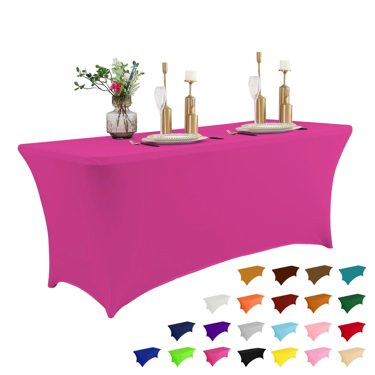 IVAPUPU 2 Pack 6FT Black Table Cloth for Rectangular Spandex Table Cover