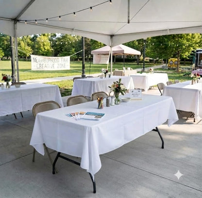 8 Pack White Rectangle Table Cloth 60 x 102 Inch For 6 Foot Tables