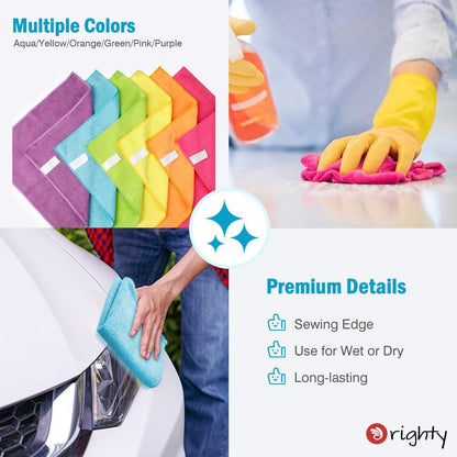 Orighty Microfiber Cleaning Cloth, Cleaning Rags, 12 Pack, 12x11 in
