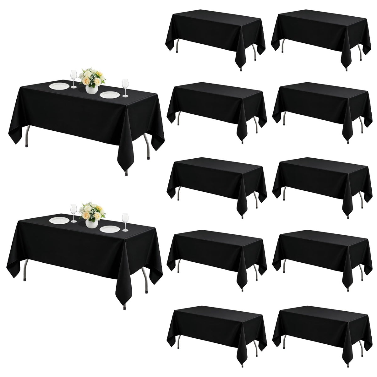 White Rectangle Table Cloth 60 x 102 Inch, 8 Pack