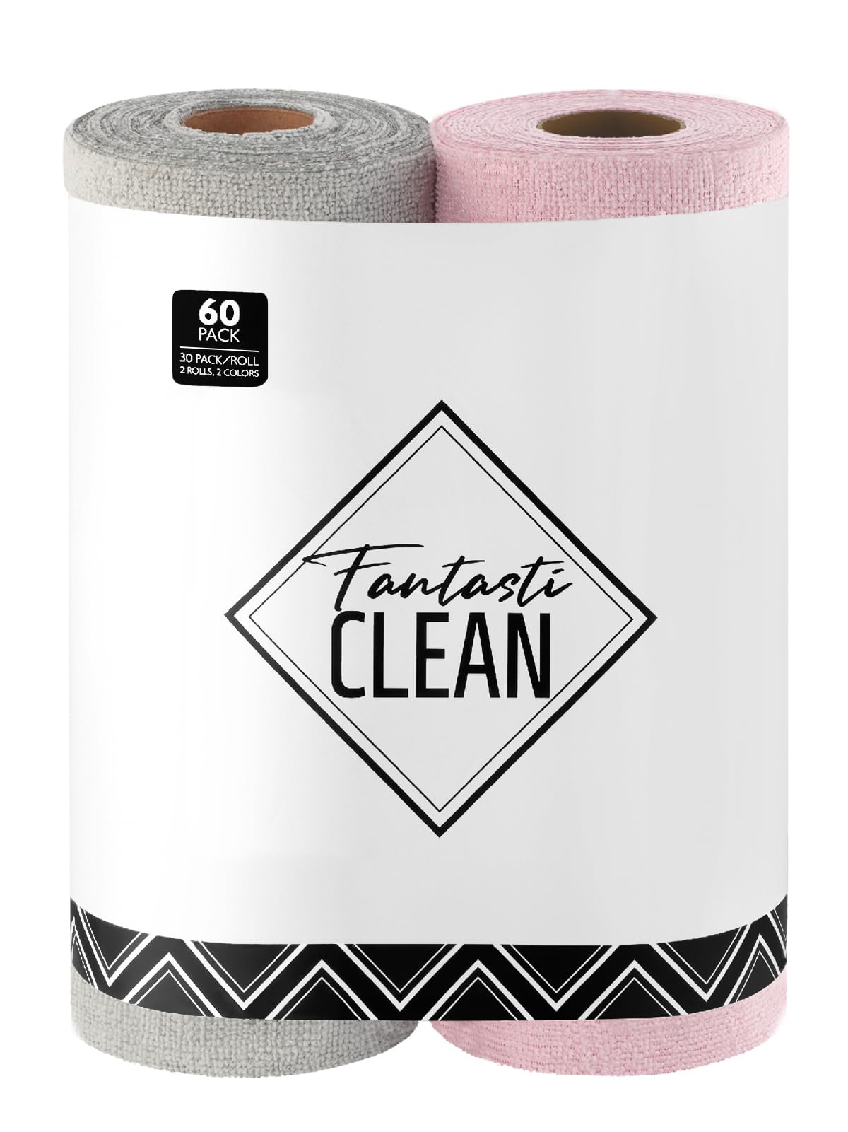 Fantasticlean Microfiber Cleaning Cloth Roll- 40 Sheets, 12" x 12" (White)