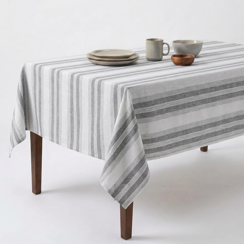 Urban Villa Tabletop Cover Kitchen Dining Tablecloth 100% Cotton Holiday Celebrations Wedding Dinner Parties White Rectangle 60X120 Inches 10-12 Seats Table Cloth