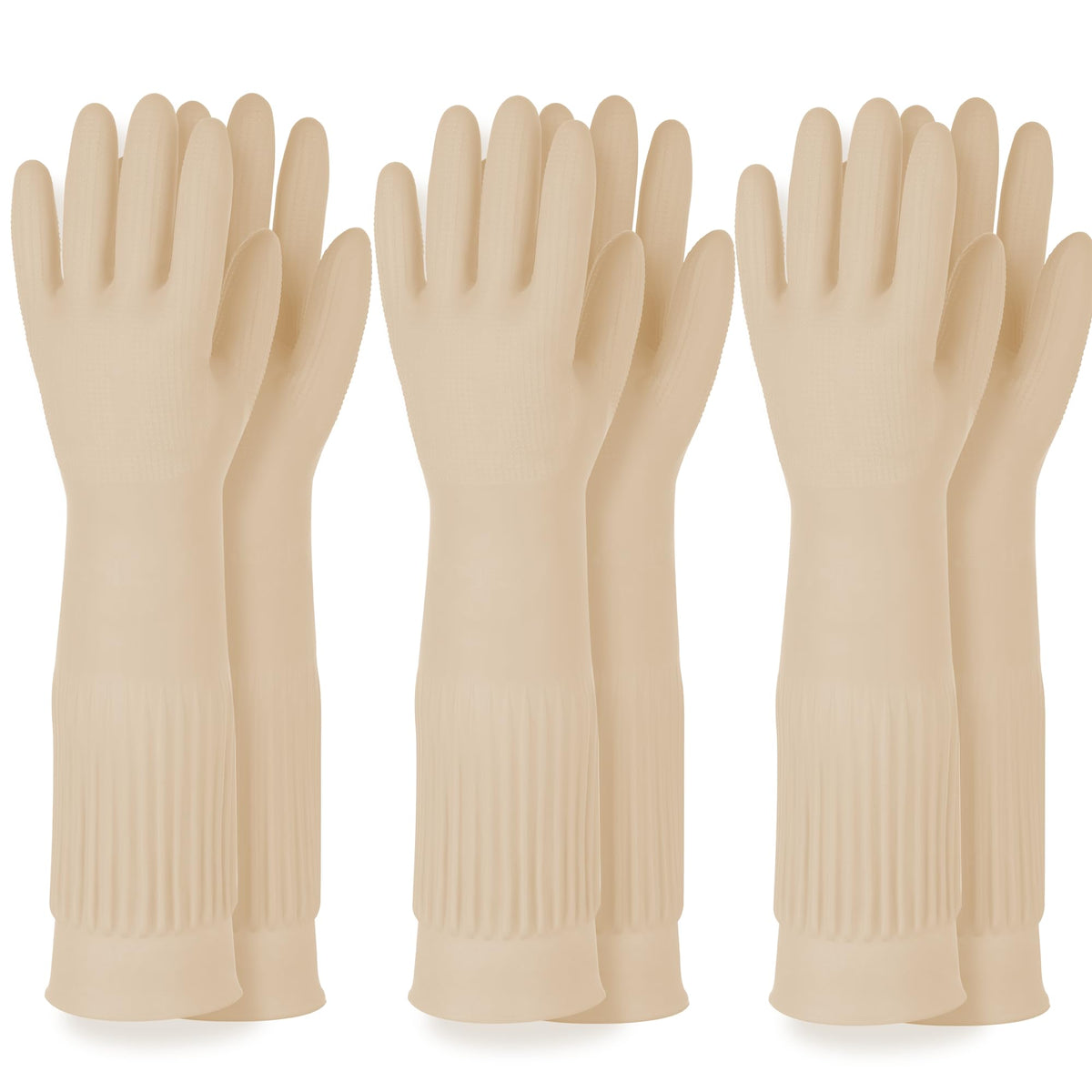 Mamison Rubber Dishwashing Gloves, Non-Slip Kitchen, Pink Medium, 2 Pairs