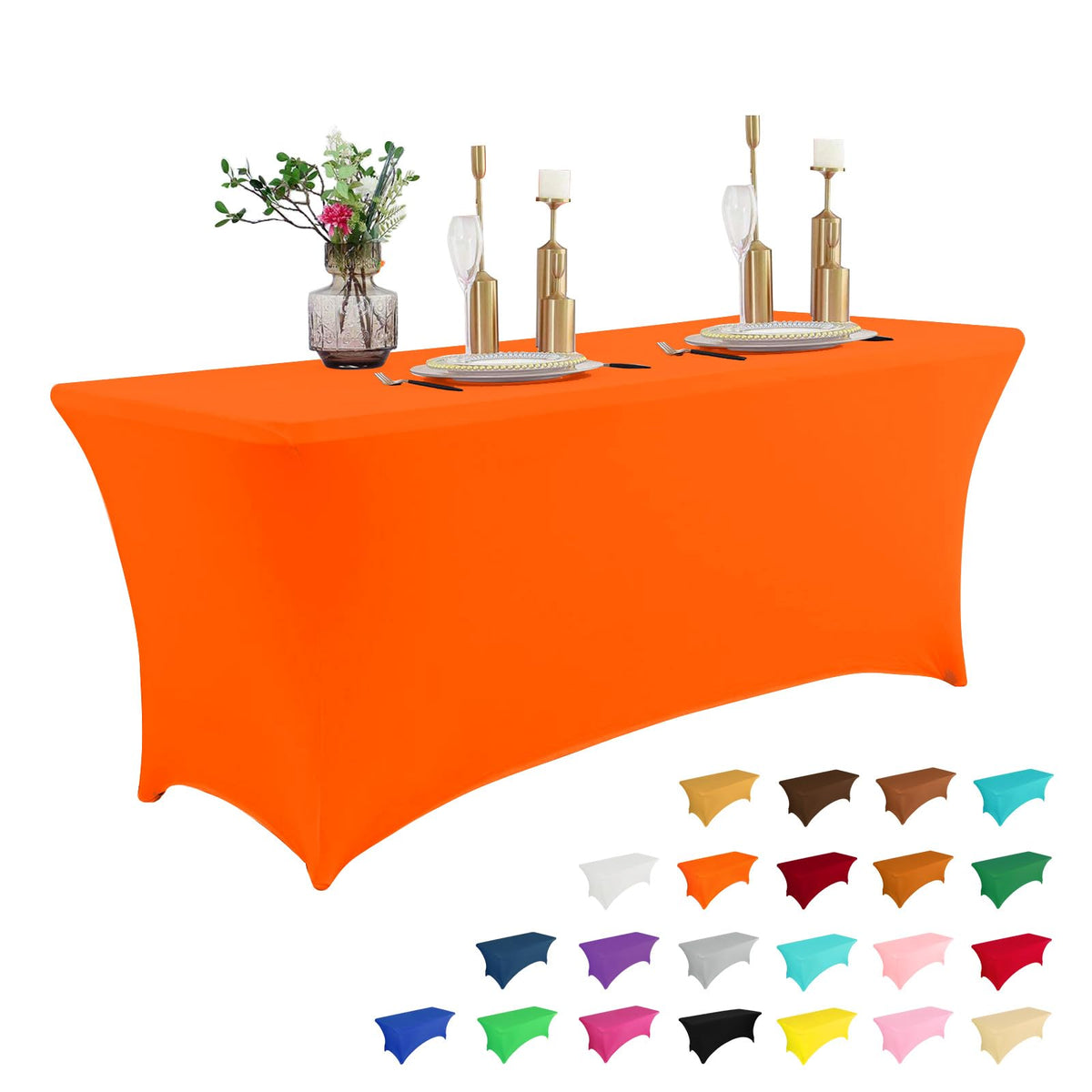 IVAPUPU 2 Pack 6FT Black Table Cloth for Rectangular Spandex Table Cover