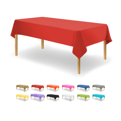 Party Dimensions White Disposable Plastic Tablecloth for Rectangle Tables (12 Pack) Table Cloths for Parties, Events & Weddings, Indoors Outdoors, 54 x 108 inches, Plastic Table Cover