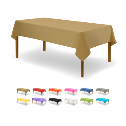 Party Dimensions White Disposable Plastic Tablecloth for Rectangle Tables (12 Pack) Table Cloths for Parties, Events & Weddings, Indoors Outdoors, 54 x 108 inches, Plastic Table Cover