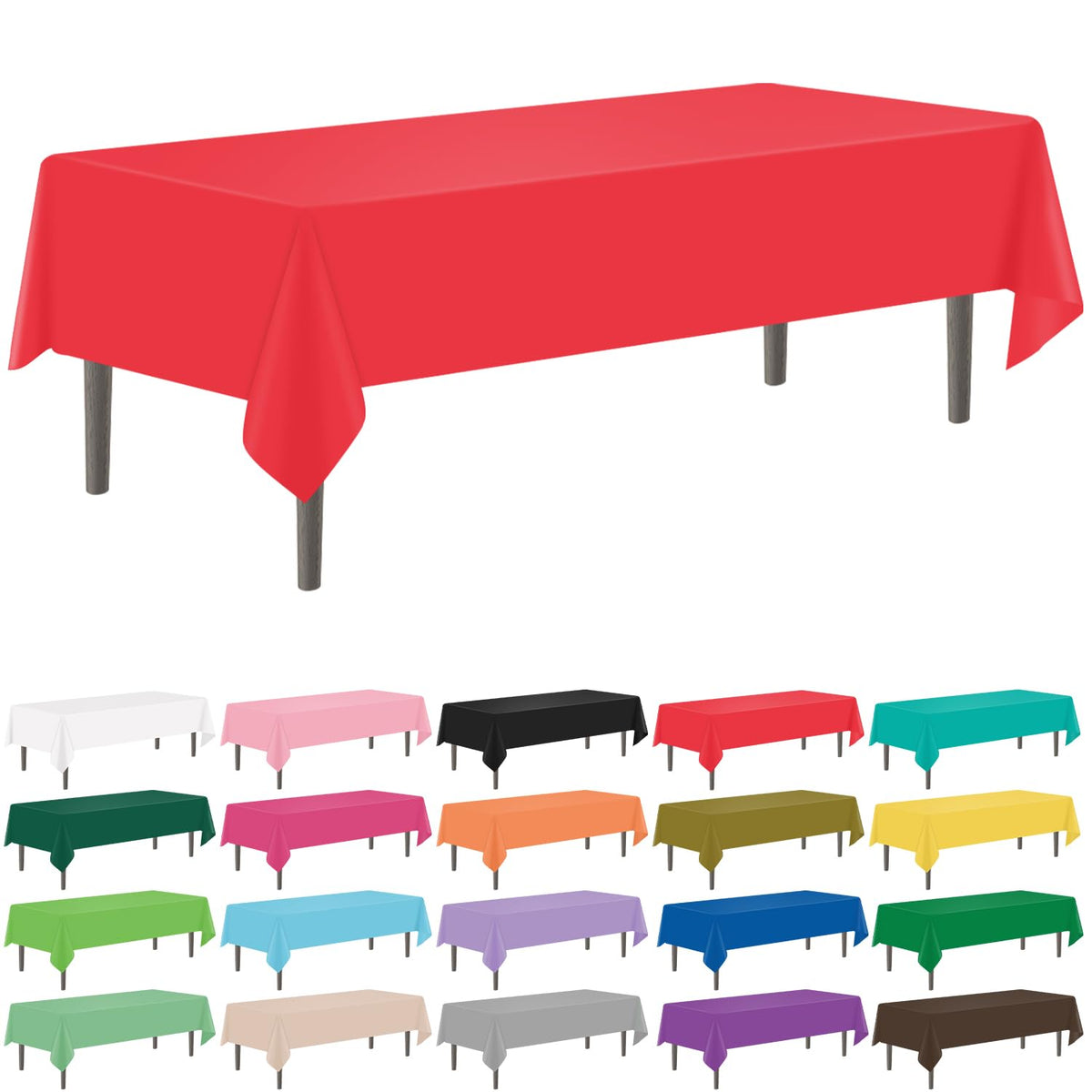 YSYJ 12 Pack Beige 54 x 108 Inch Disposable Plastic Tablecloths Rectangular Table Cloth Plastic Table Cover for Parties