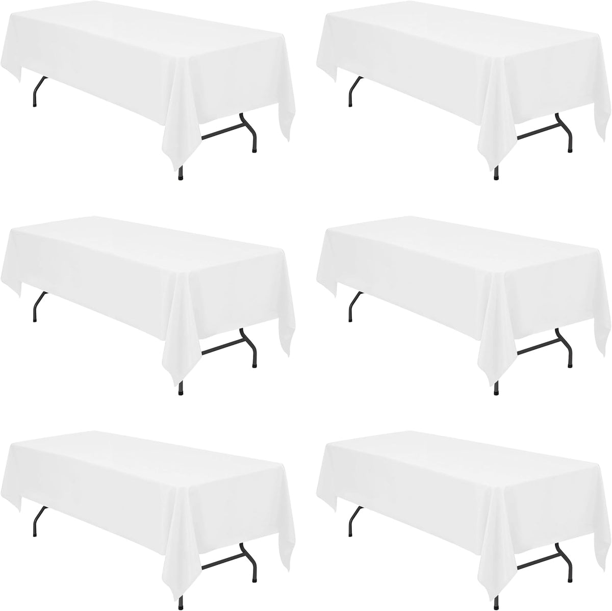 BRILLMAX 6 Pack White Tablecloths 60x126 Inch for 8ft Rectangle Tables