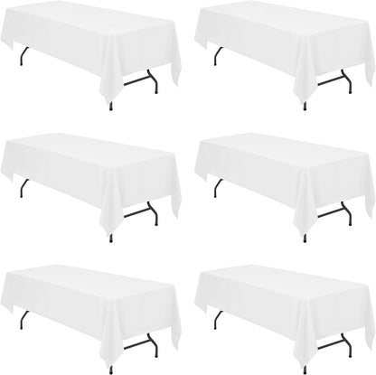 BRILLMAX 6 Pack White Tablecloths 60x126 Inch for 8ft Rectangle Tables