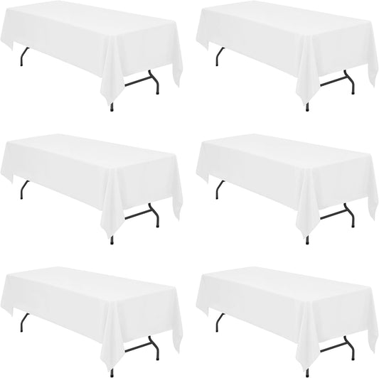 BRILLMAX 6 Pack White Tablecloths 60x126 Inch for 8ft Rectangle Tables