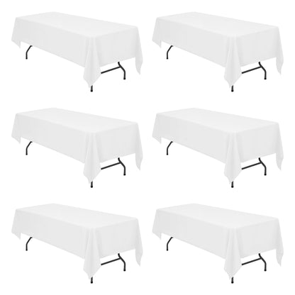BRILLMAX 6 Pack White Tablecloths 60x126 Inch for 8ft Rectangle Tables