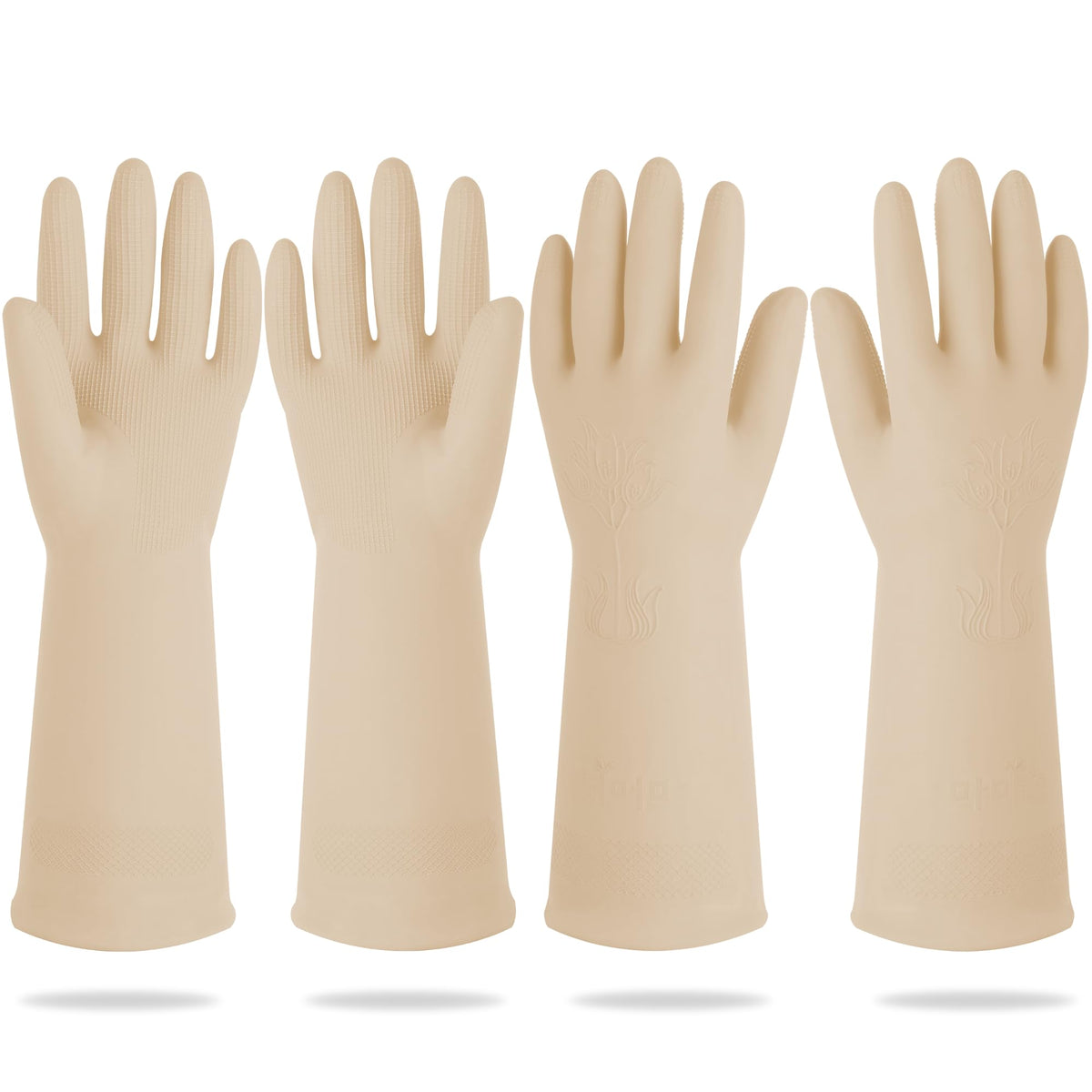 Mamison Rubber Dishwashing Gloves, Non-Slip Kitchen, Pink Medium, 2 Pairs