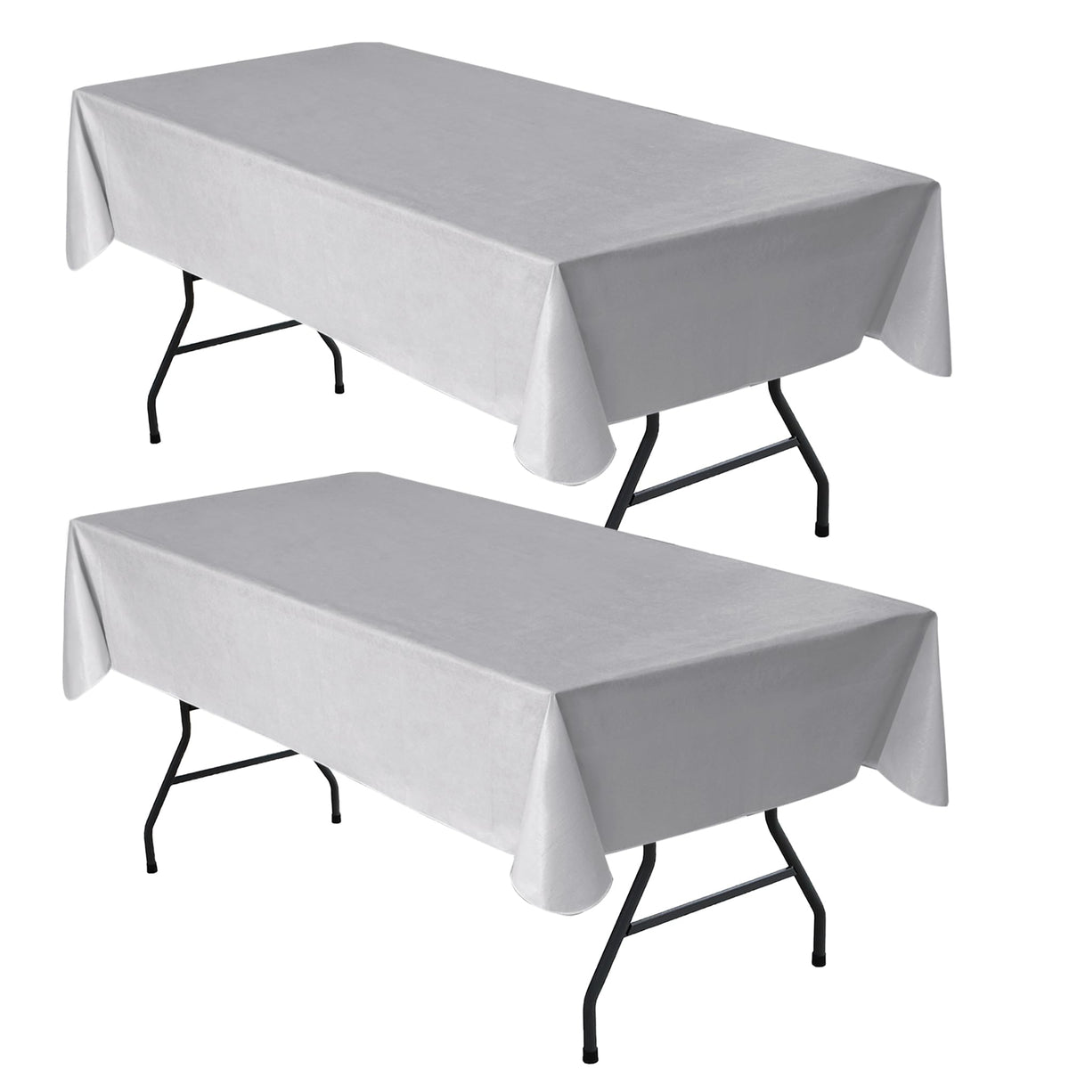 Waterproof Vinyl White Tablecloth With Flannel Backing 2 Pcs 60x120 In