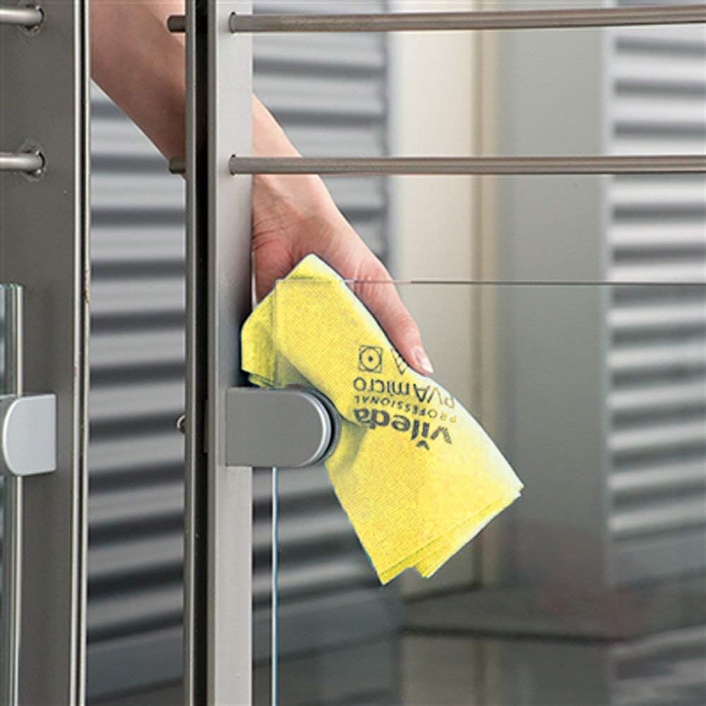 Vileda Professional | PVA Microfiber Cloth | All Purpose Cleaning Shammy | Shiny Streakfree Results | Synthetic Chamois Towel | Ideal for Hard Surfaces | Smooth Absorbent Materials | 5 Pack | Yellow