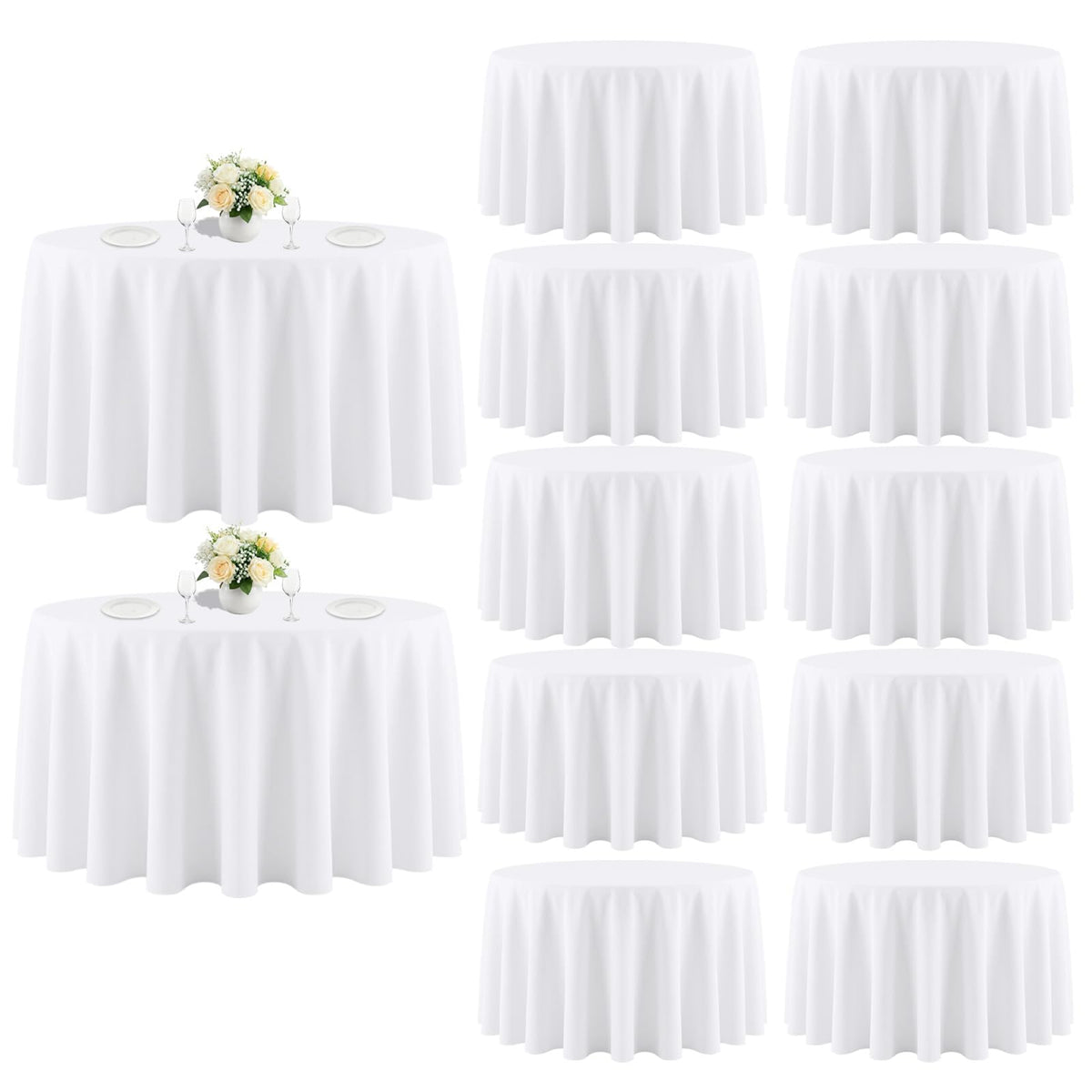 White Rectangle Table Cloth 60 x 102 Inch, 8 Pack