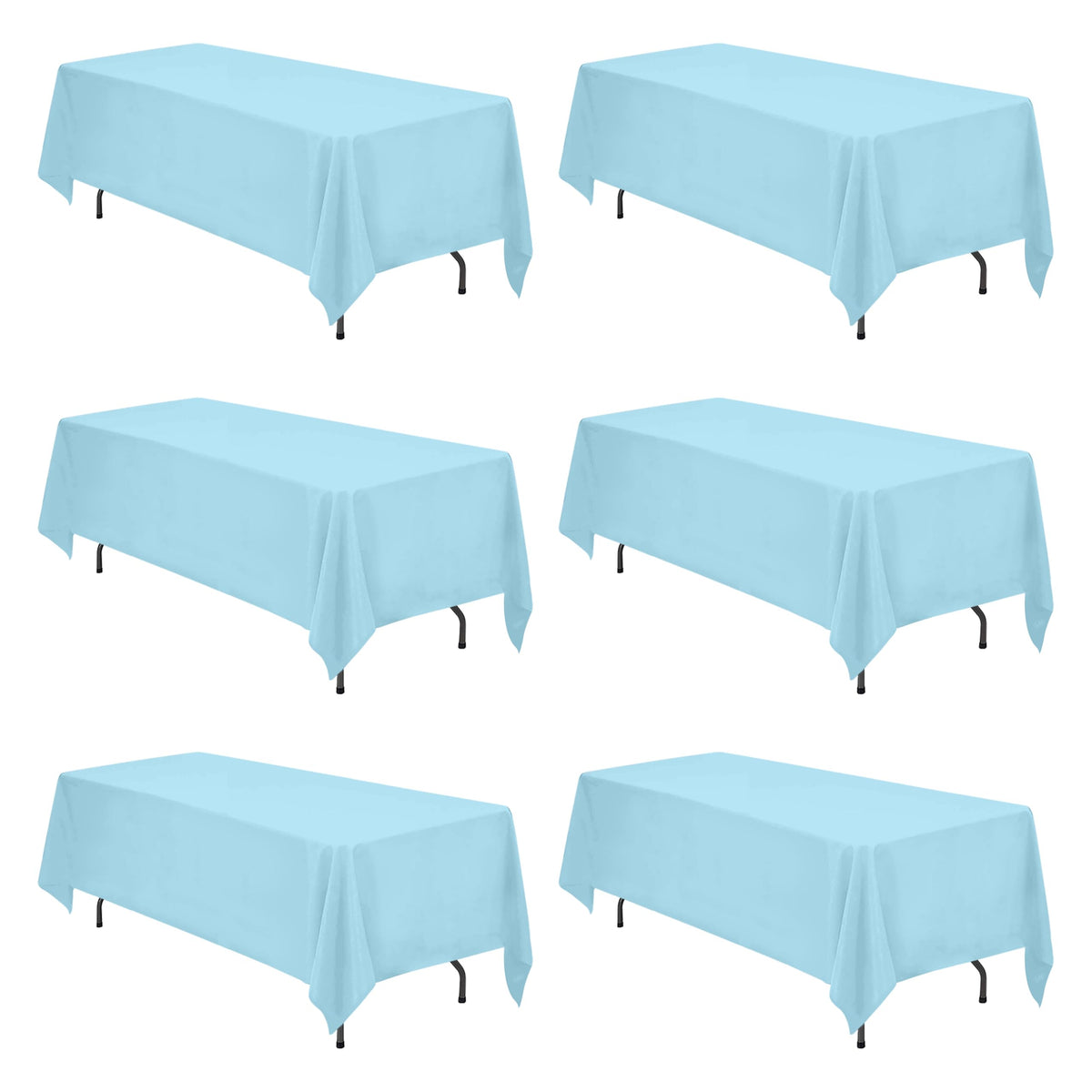 BRILLMAX 6 Pack White Tablecloths 60x126 Inch for 8ft Rectangle Tables