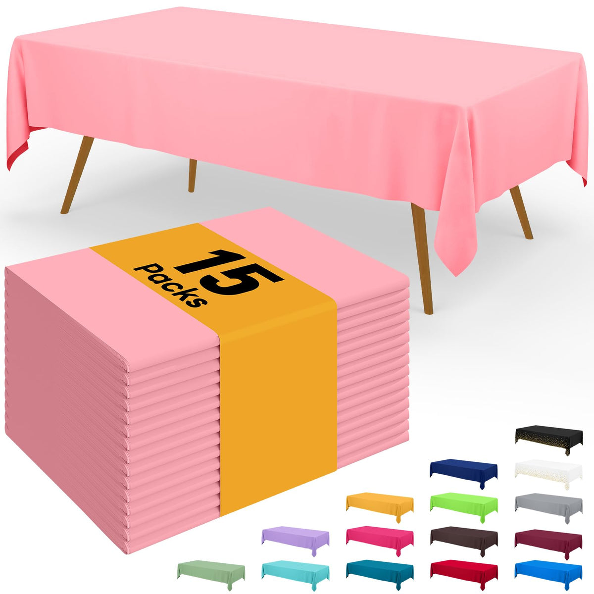 Smiry Plastic Disposable Waterproof Table Cloth - 54 x 108 Inch, 6 Packs