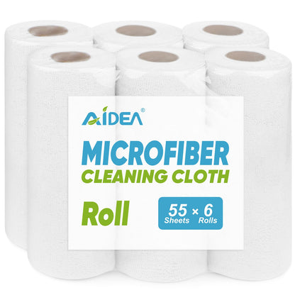 AIDEA Microfiber Cleaning Cloth Roll, Blue Shop Towels 55 Sheets 11×9"