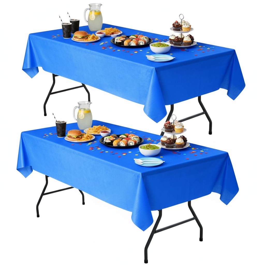 Waterproof Vinyl White Tablecloth With Flannel Backing 2 Pcs 60x120 In
