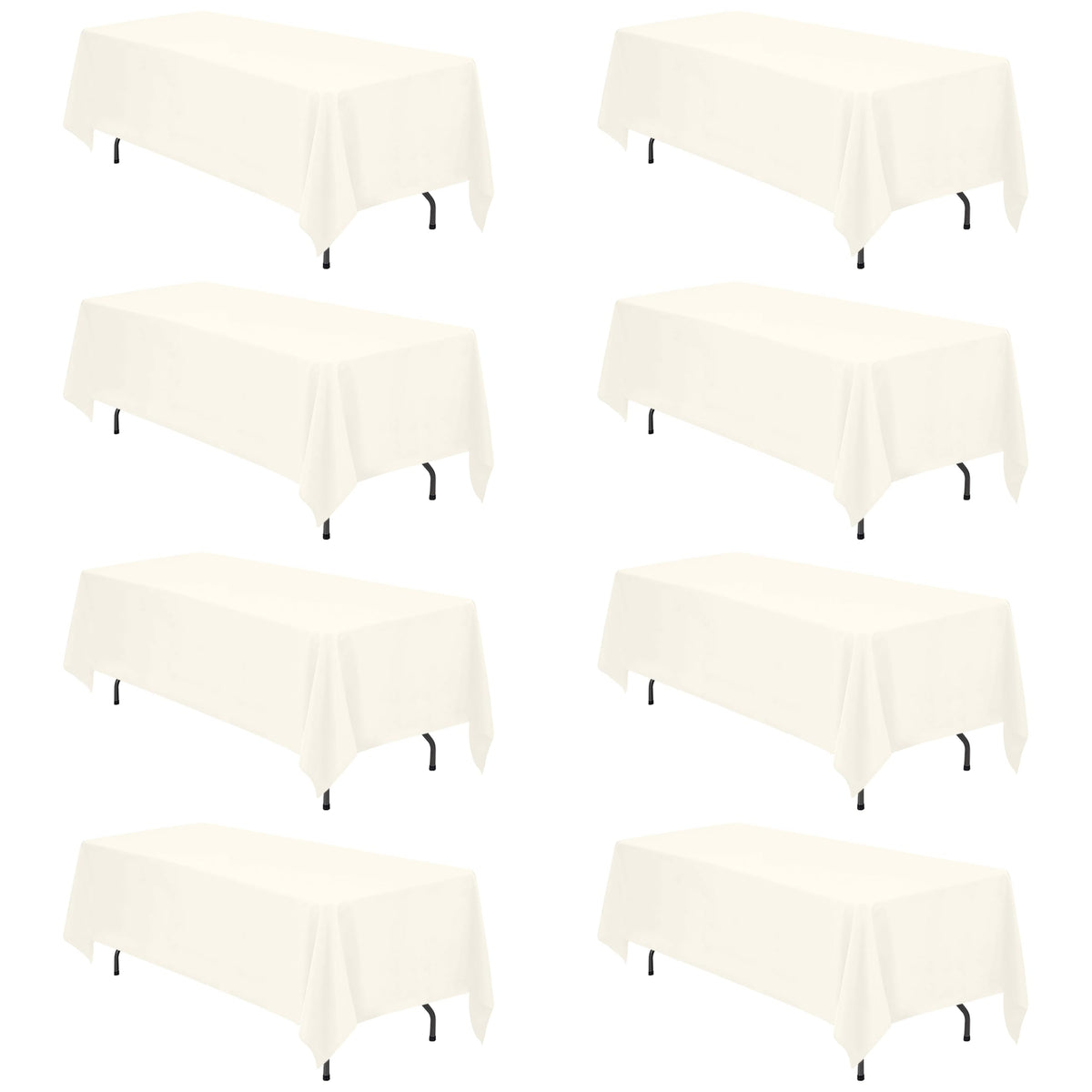 BRILLMAX 6 Pack White Tablecloths 60x126 Inch for 8ft Rectangle Tables