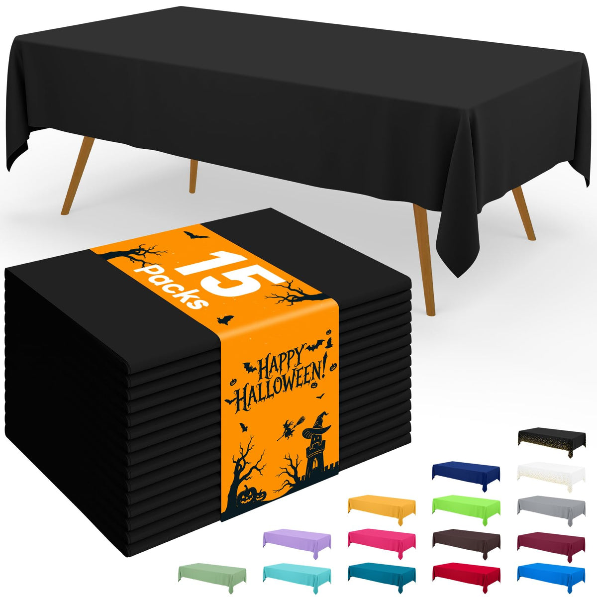 Smiry Plastic Disposable Waterproof Table Cloth - 54 x 108 Inch, 6 Packs