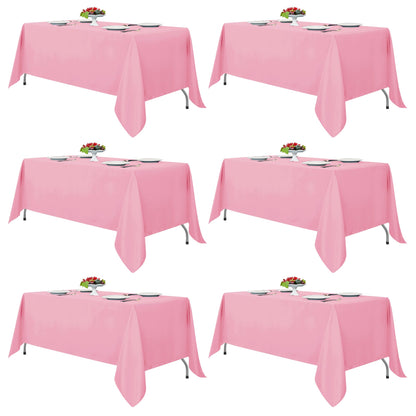 Fitable 6 Pack White Table Cloths 70x120 Inch for 6-8 Ft Rectangle Tables