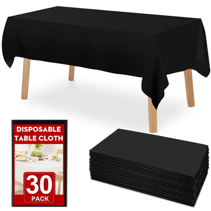 RowinsyDD 30 Pack Black Plastic Tablecloth, Plastic Table Cloths Disposable