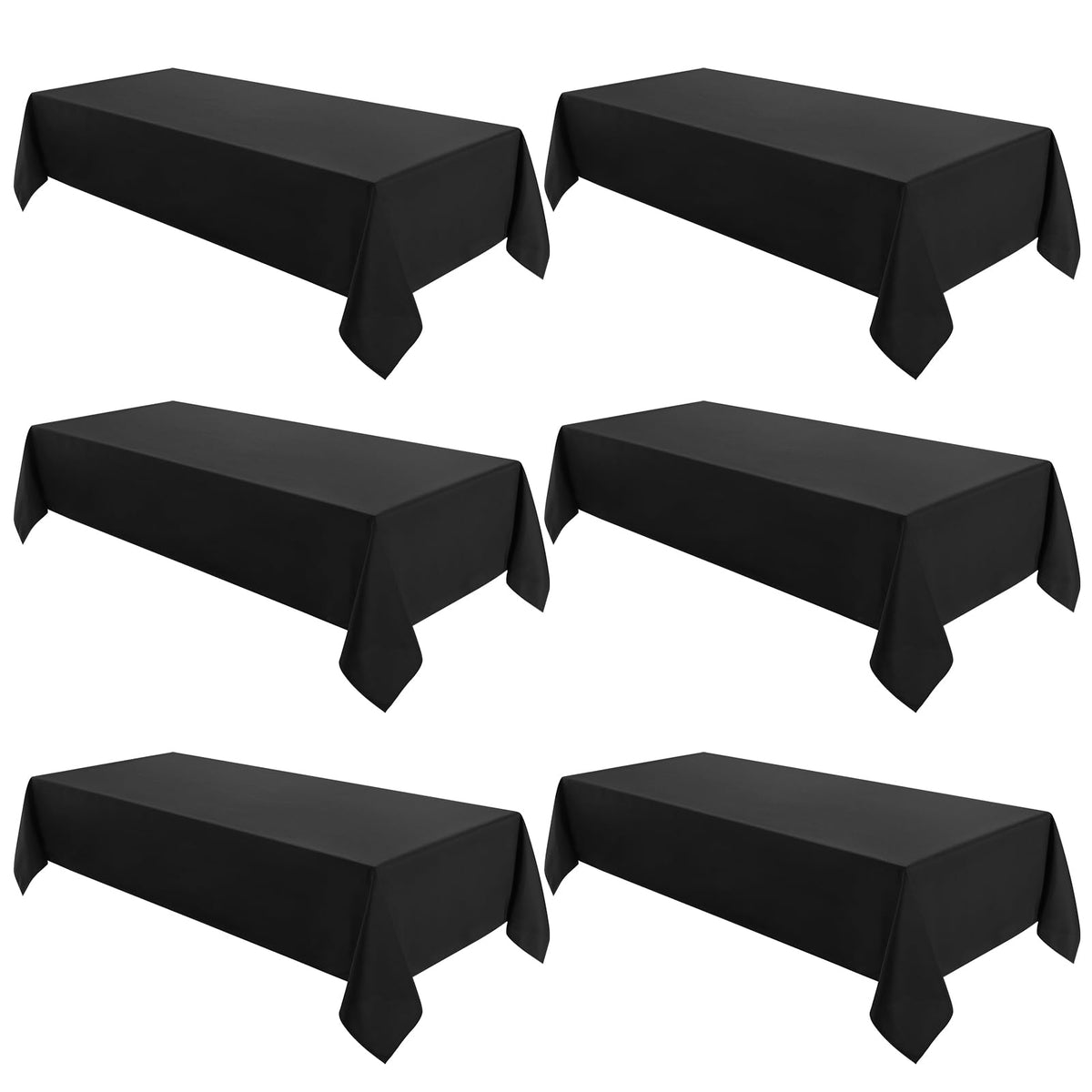 VidaFete Classic Series 10 Pack 90 * 132inch Black Rectangle Tablecloth