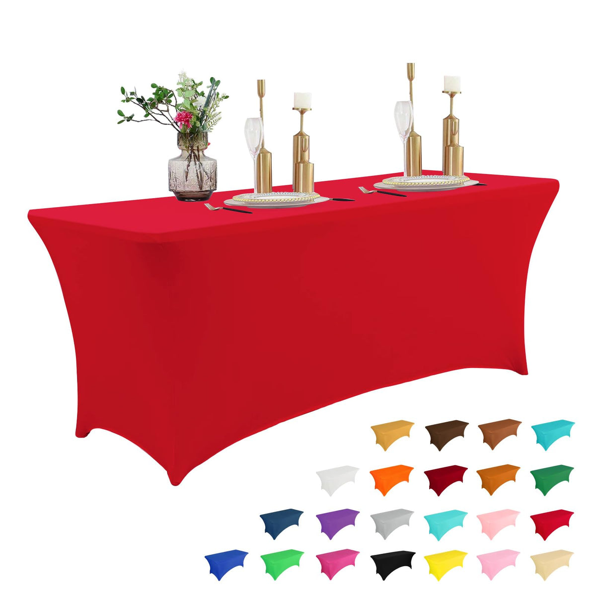 IVAPUPU 2 Pack 6FT Black Table Cloth for Rectangular Spandex Table Cover