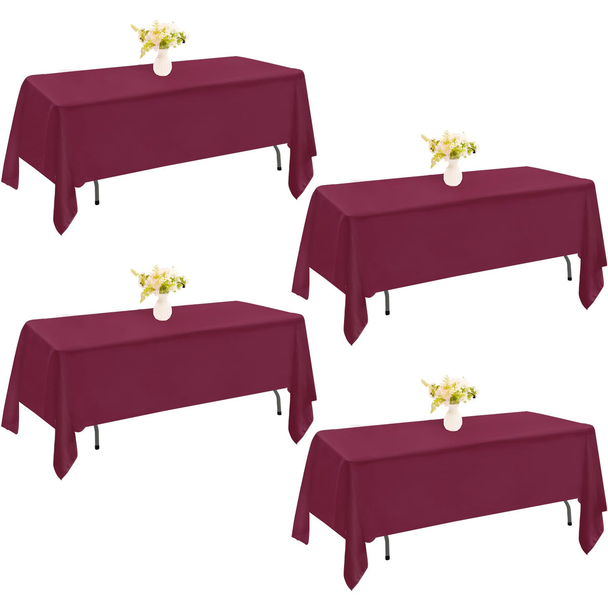 4 Pack Rectangle Tablecloth 60x102 Inch Black Washable Polyester Table Cover for Wedding Dining Table Buffet Parties Banquet Decoration（Black）