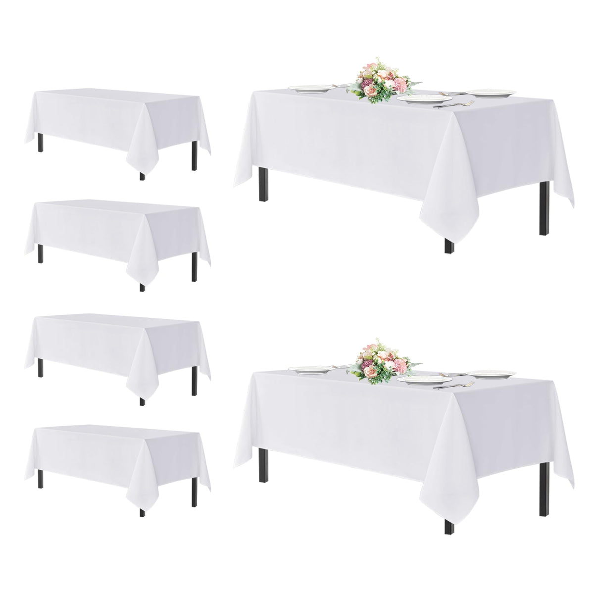 sancua Rectangle Tablecloth, 60 x 84 Inch, Black