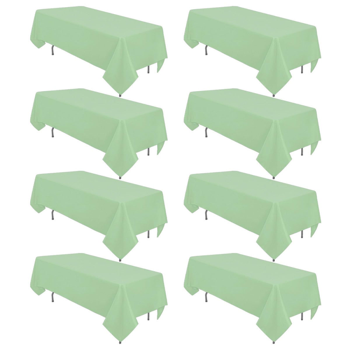 8 Pack White Rectangle Table Cloth 60 x 102 Inch For 6 Foot Tables