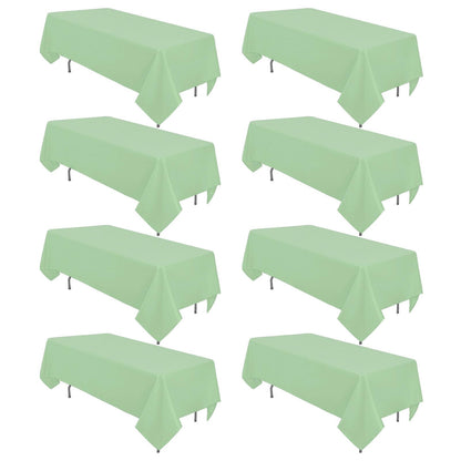 8 Pack White Rectangle Table Cloth 60 x 102 Inch For 6 Foot Tables
