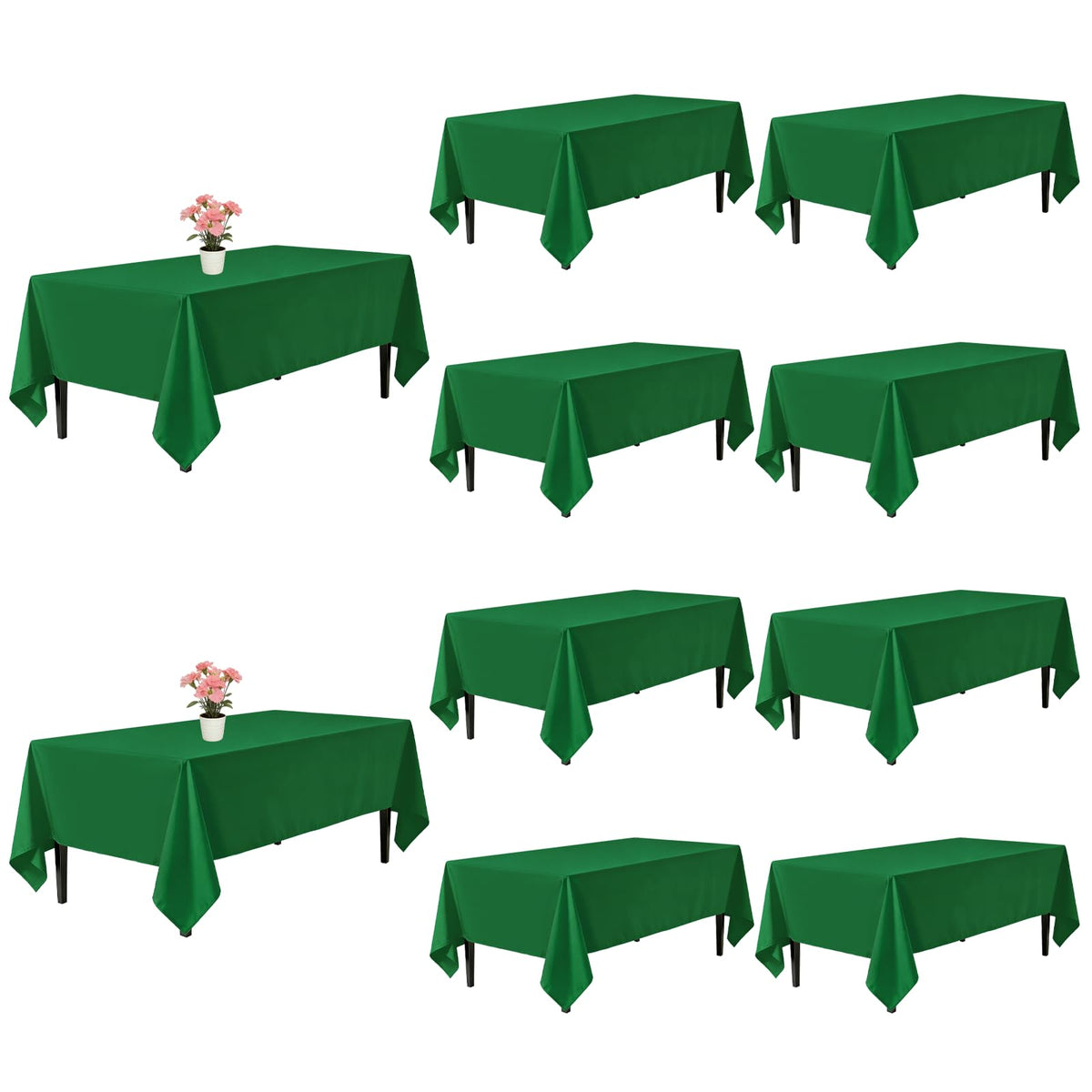 10 Pack Black Tablecloths 60 x 102 Inch for 6 Foot Rectangle Tables