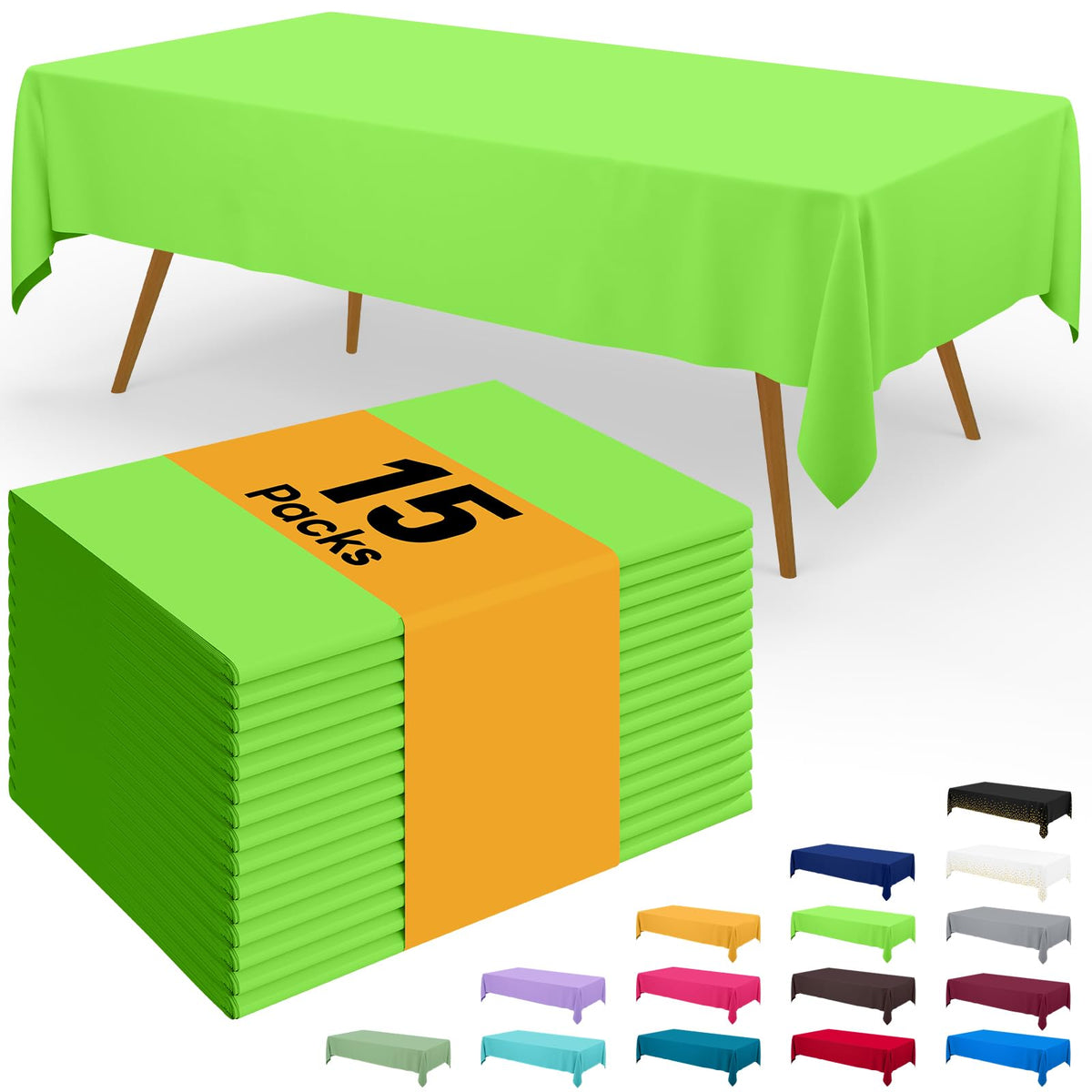Smiry Plastic Disposable Waterproof Table Cloth - 54 x 108 Inch, 6 Packs
