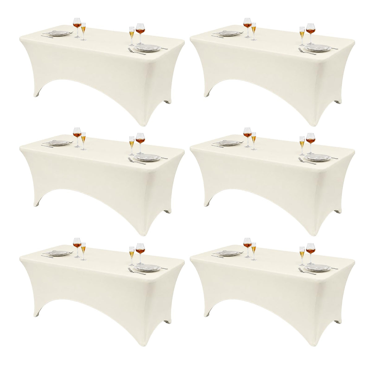 VidaFete Classic Series 140GSM Spandex Tablecloth 2Pcs, 6ft, White
