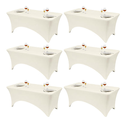 VidaFete Classic Series 140GSM Spandex Tablecloth 2Pcs, 6ft, White