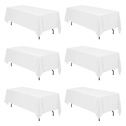 BRILLMAX 6 Pack White Tablecloths 60x126 Inch for 8ft Rectangle Tables
