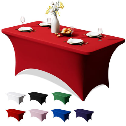 Trlyc 2 Pack 6FT Black Spandex Table Cloth 72 x 30 Inch