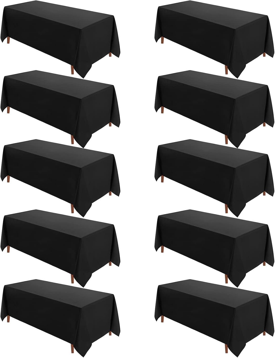 VidaFete Classic Series 10 Pack 90 * 132inch Black Rectangle Tablecloth