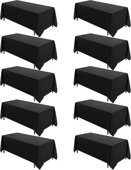 VidaFete Classic Series 10 Pack 90 * 132inch Black Rectangle Tablecloth