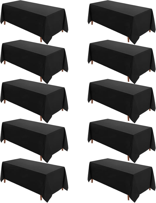 VidaFete Classic Series 10 Pack 90 * 132inch Black Rectangle Tablecloth