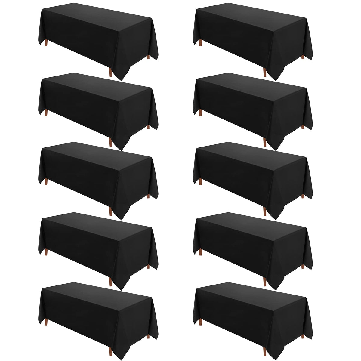 VidaFete Classic Series 10 Pack 90 * 132inch Black Rectangle Tablecloth