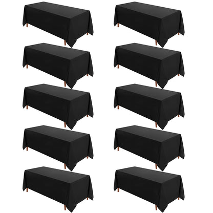 VidaFete Classic Series 10 Pack 90 * 132inch Black Rectangle Tablecloth