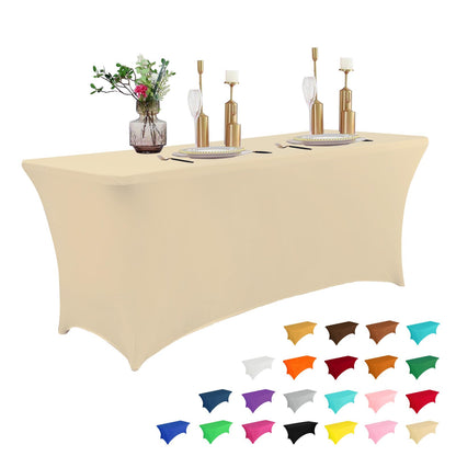 IVAPUPU 2 Pack 6FT Black Table Cloth for Rectangular Spandex Table Cover