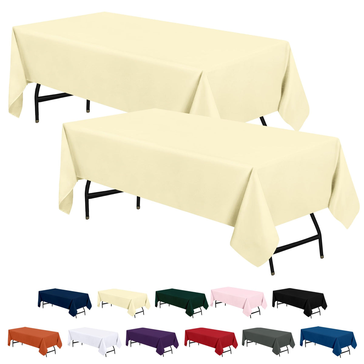 Utopia Kitchen Rectangle Table Cloth 2 Pack [60x102 Inches, Black]